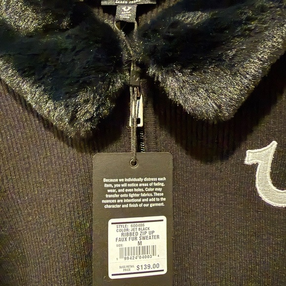 True Religion Black Ribbed Zip-Up Jacket - Picture 4 of 6